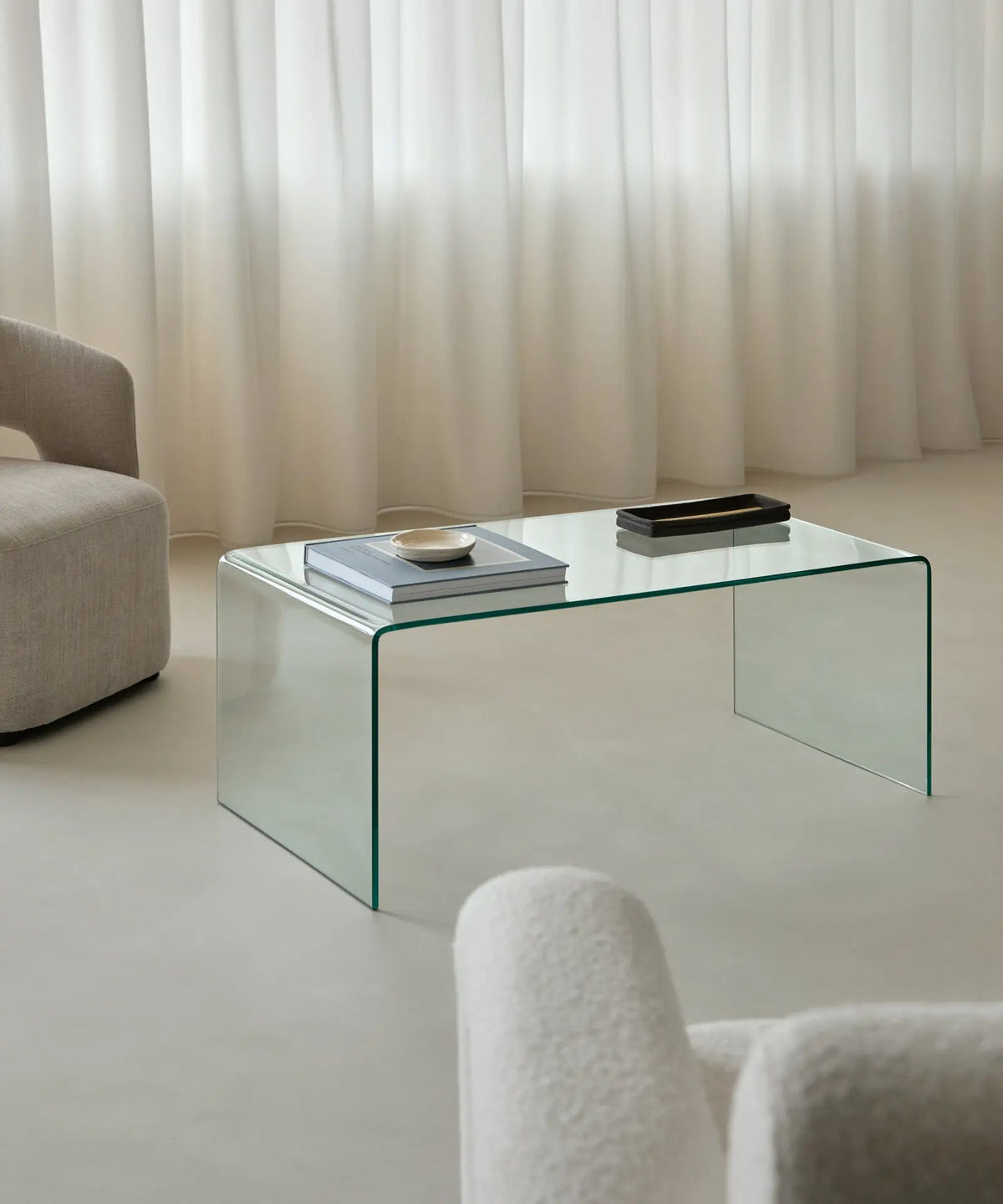 42171638317235 Mesa de Centro Rectangular de Cristal Templado Cheval (100 cm) Mesas de Cristal Northdeco