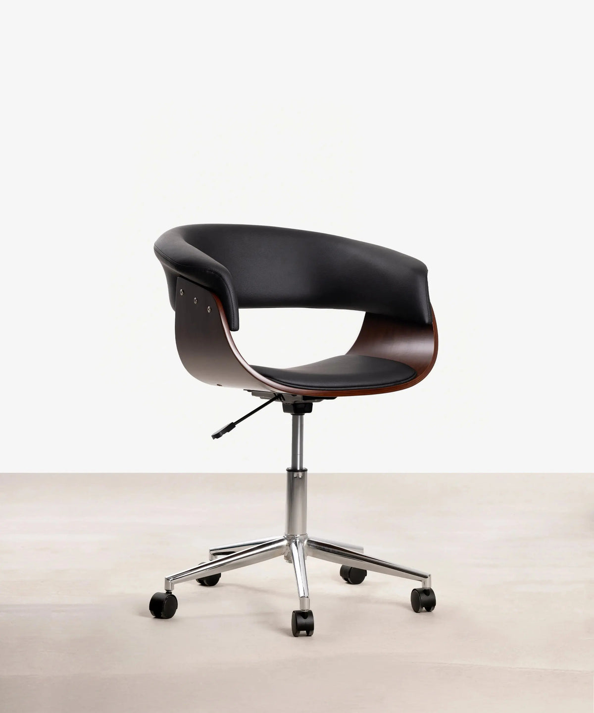 42013165846707 Silla de Escritorio Beckett Sillas de Oficina Northdeco Negro-Nogal