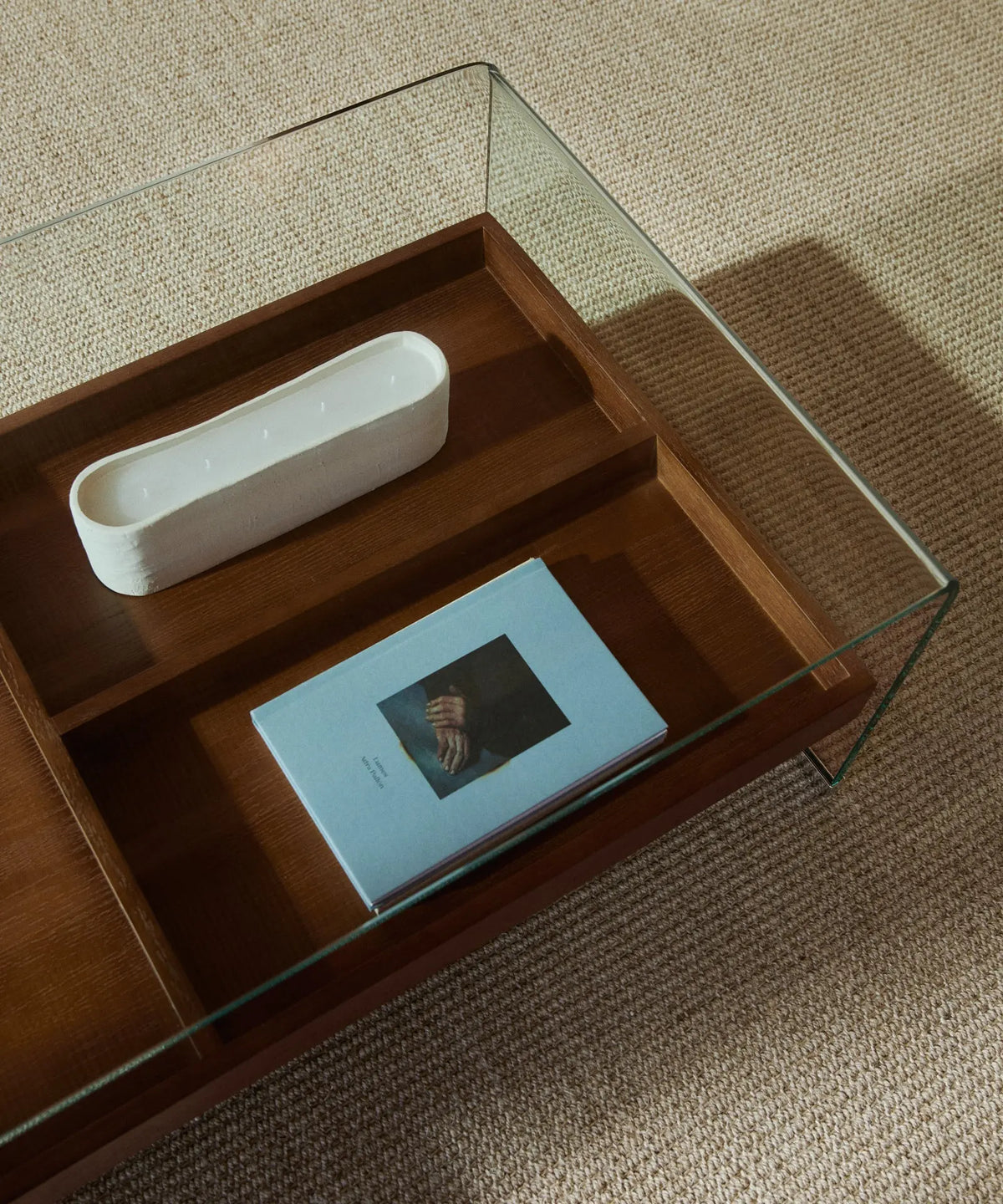 42101022621875 Mesa Centro de Cristal Templado y Madera Corina (110x55 cm) Mesas de Cristal Northdeco