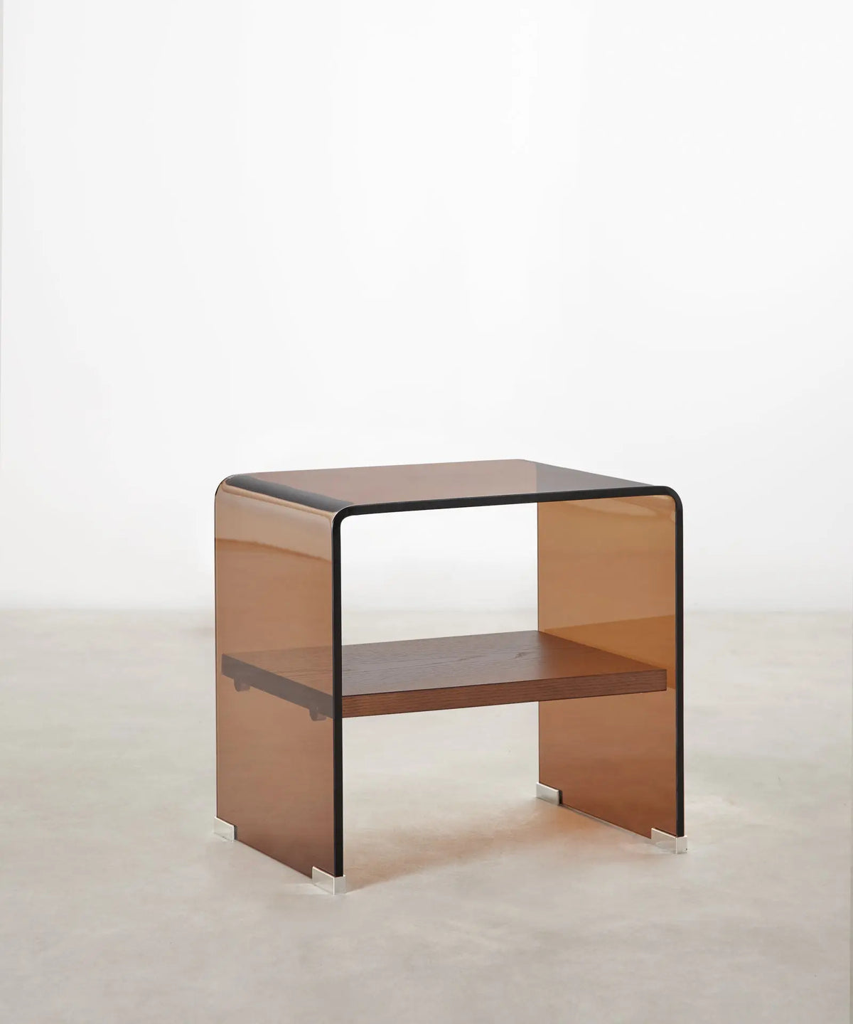 55391368806786 Mesa Auxiliar de Cristal Templado Aris (47x45 cm) Mesas de Cristal Northdeco Caramelo