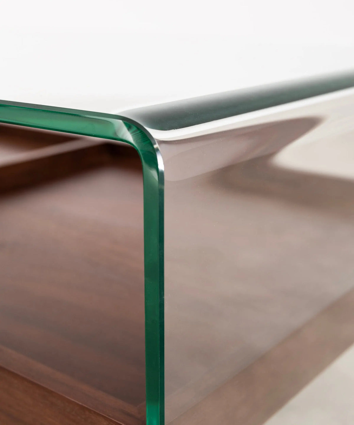 42101022621875 Mesa Baja de Cristal y Nogal Corina 110 x 55 cm Mesas de Cristal Northdeco
