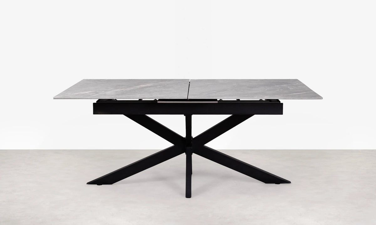 Mesa de Comedor Rectangular Extensible Travis (180-220 cm) - Glossy Grey Mesas de Comedor Northdeco Negro