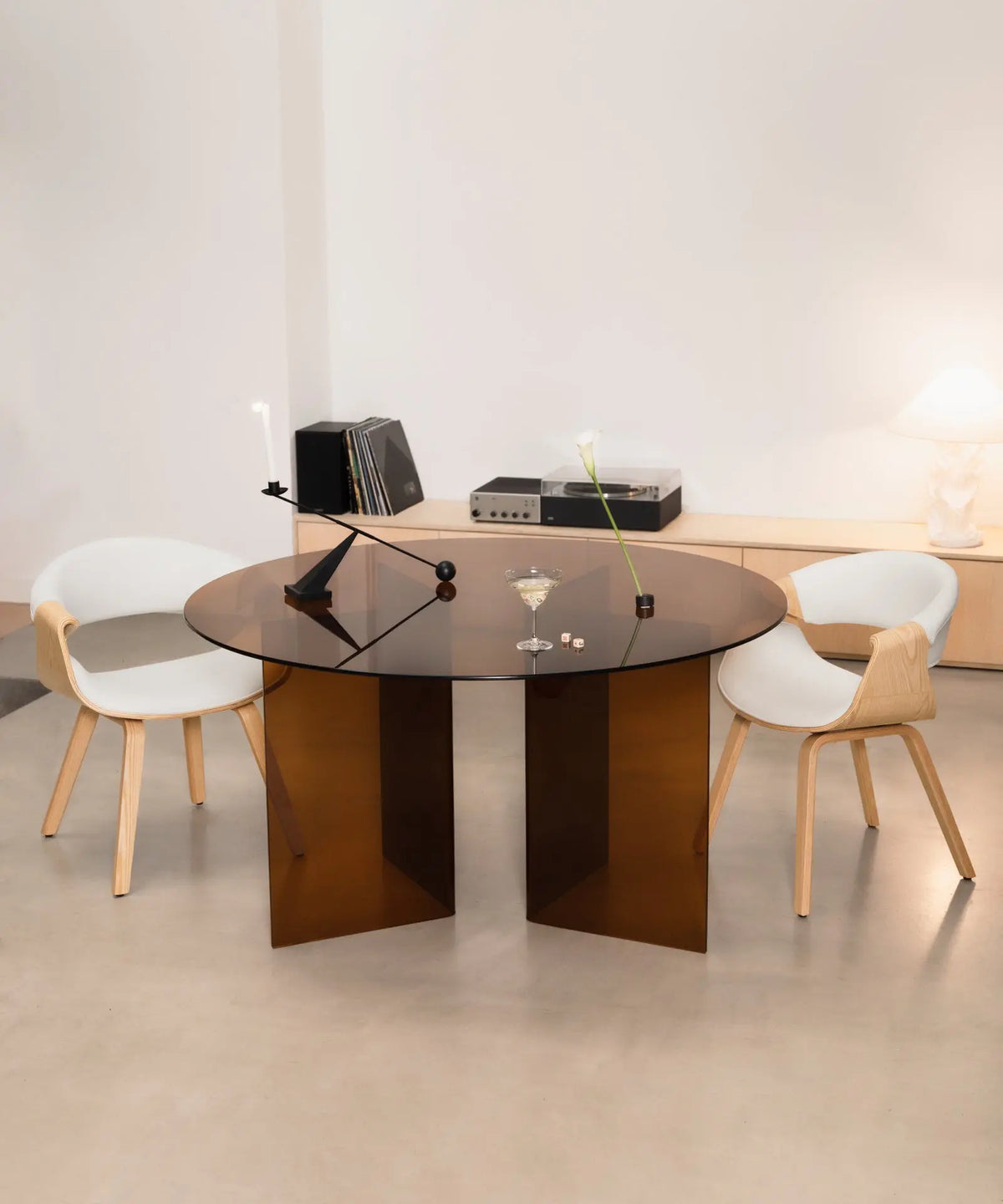 48462090371409 Mesa de Comedor Redonda de Cristal Templado Ona 137 cm Mesas de Cristal Northdeco