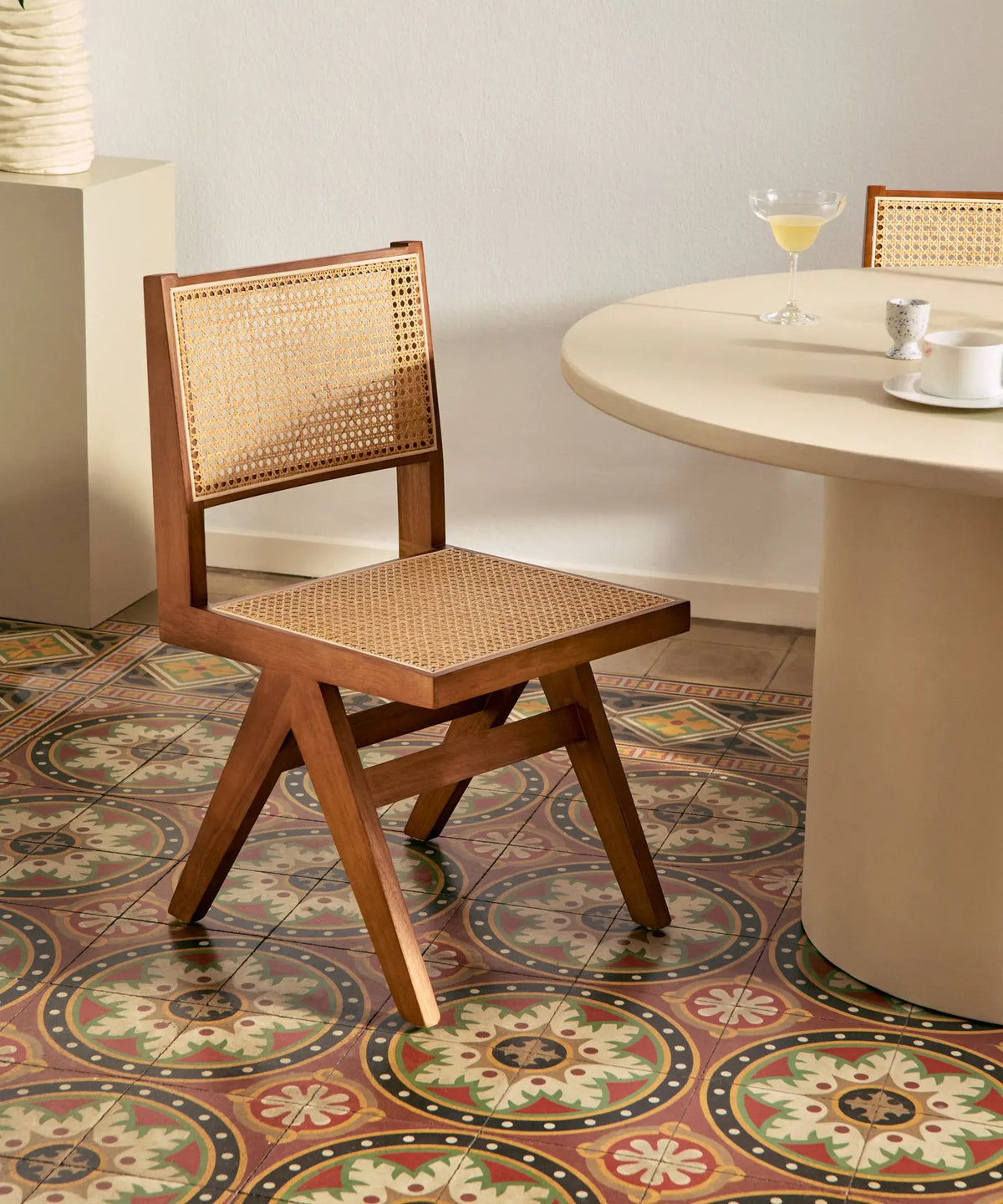 46643730383185 Silla de Comedor en Madera y Ratán Chiara Sillas de Madera Northdeco