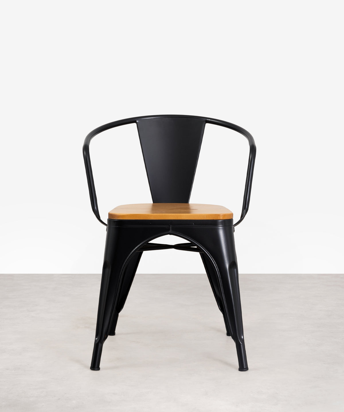 48502757654865 Silla de Metal Tolik Wood con Reposabrazos Sillas Metálicas Northdeco