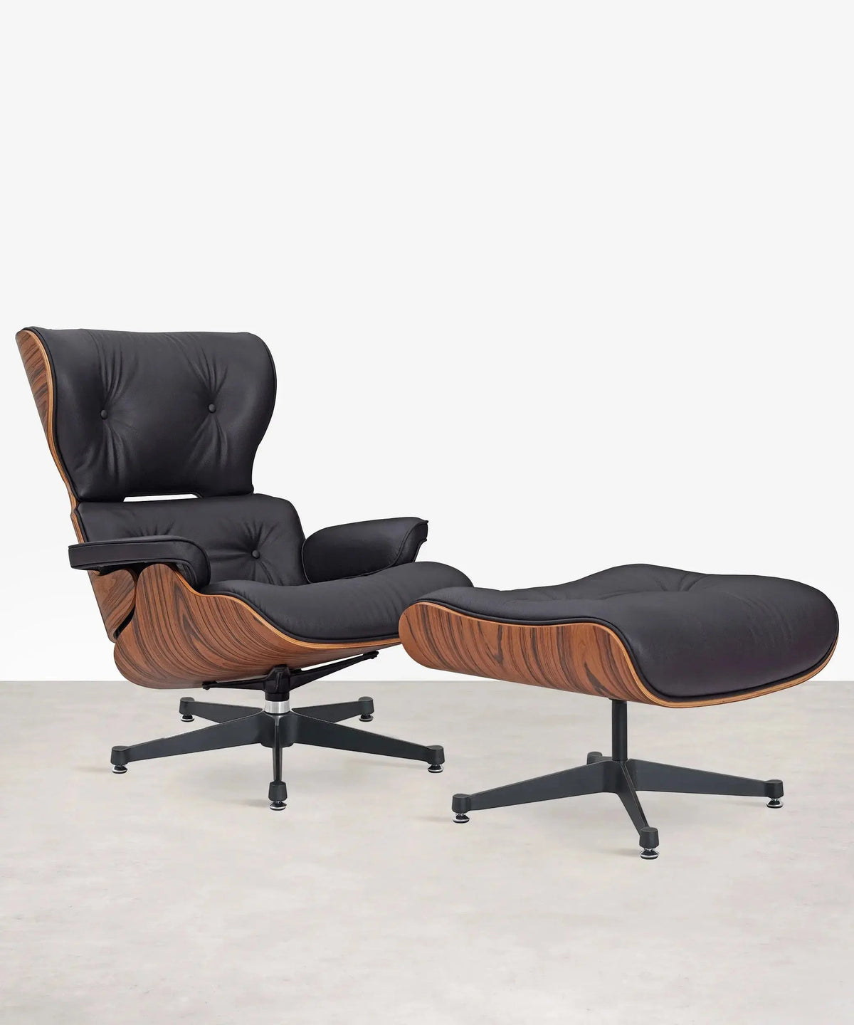 46764053299537 ND-1986 Sillón en Madera Tapizado en Piel Italiana con Reposapiés Sillones tapizados Northdeco Negro - Palisandro