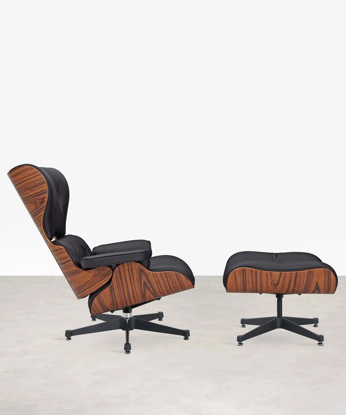 46764053299537 ND-1986 Sillón en Madera Tapizado en Piel Italiana con Reposapiés Sillones tapizados Northdeco Negro - Palisandro