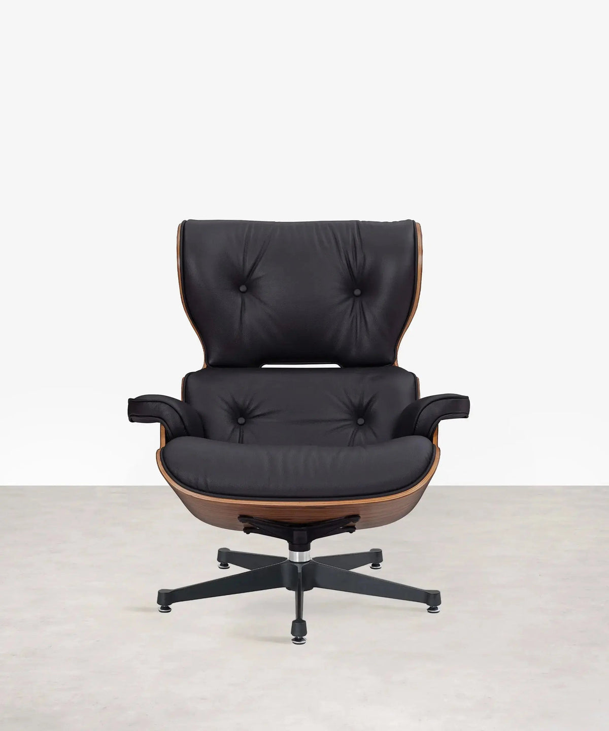 46764053299537 ND-1986 Sillón en Madera Tapizado en Piel Italiana con Reposapiés Sillones tapizados Northdeco Negro - Palisandro