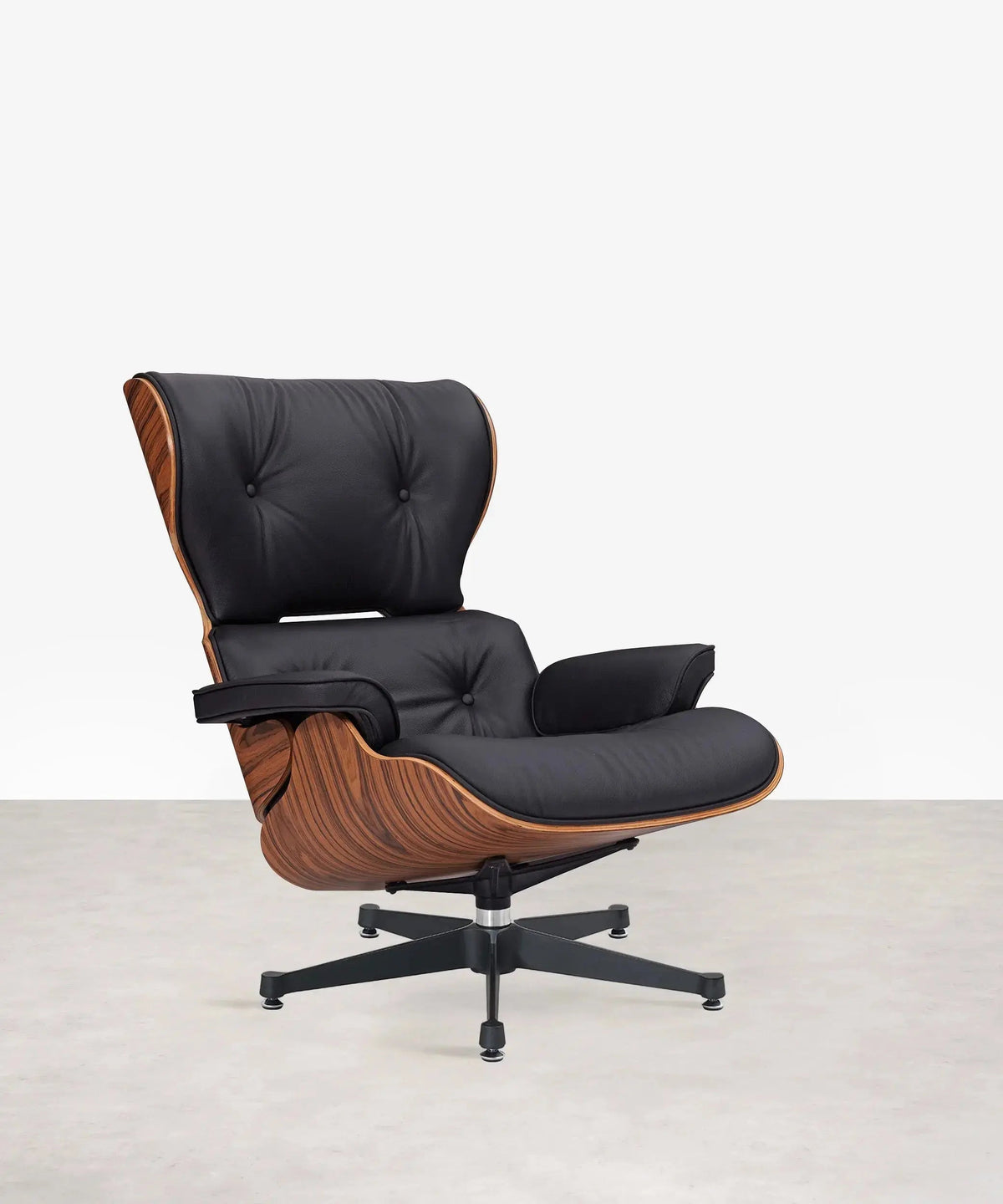 46764053299537 ND-1986 Sillón en Madera Tapizado en Piel Italiana con Reposapiés Sillones tapizados Northdeco Negro - Palisandro
