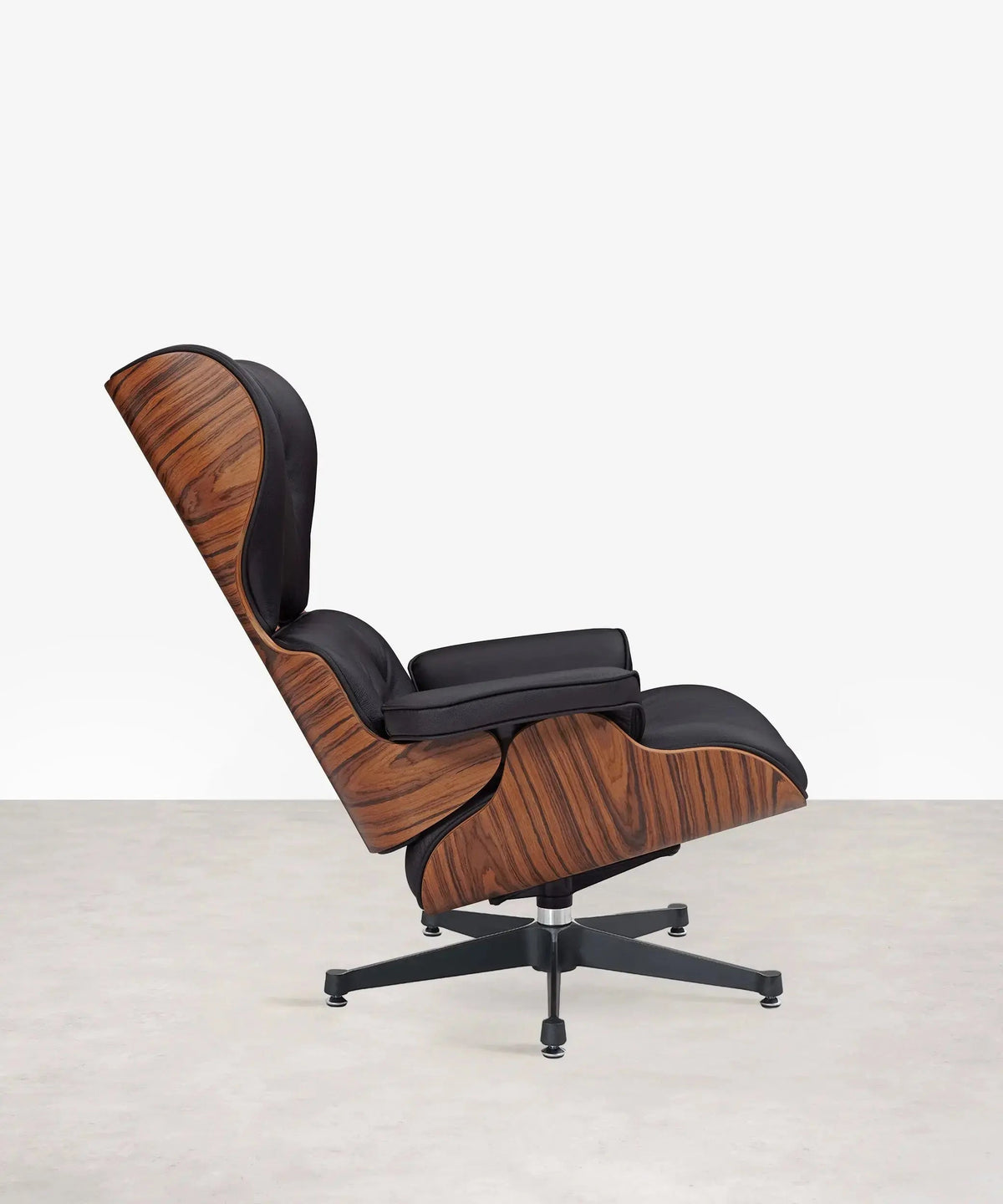 46764053299537 ND-1986 Sillón en Madera Tapizado en Piel Italiana con Reposapiés Sillones tapizados Northdeco Negro - Palisandro